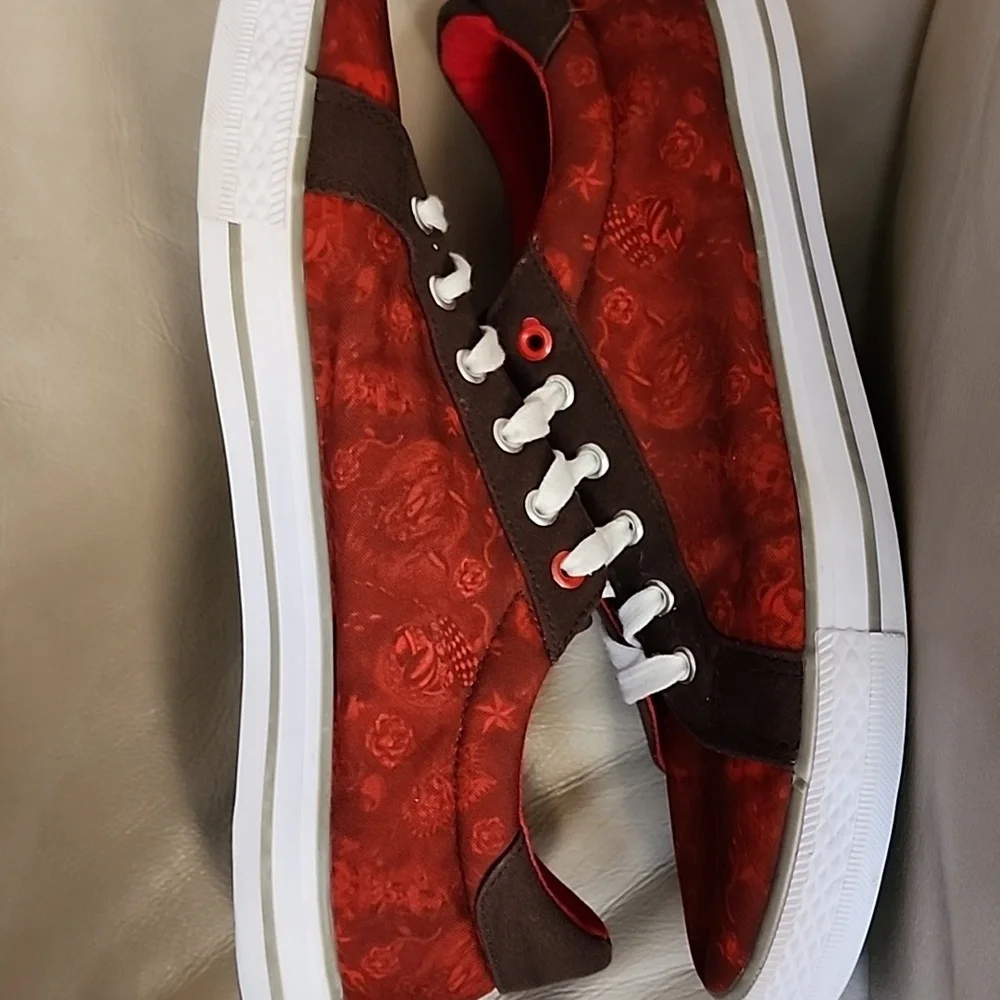Ed Hardy Men's Red Jet Patterned Sneakers Size 11 Preowned - Picture 6 of 12